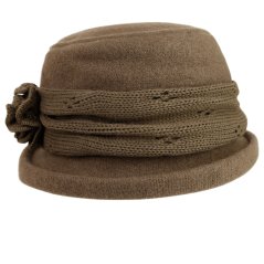 Dámský zimní vlněný klobouk - vzor 105 - khaki zelená