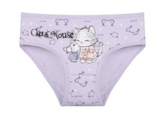 Dívčí bavlněné kalhotky - vzor 233 - fialková - myška a kočička