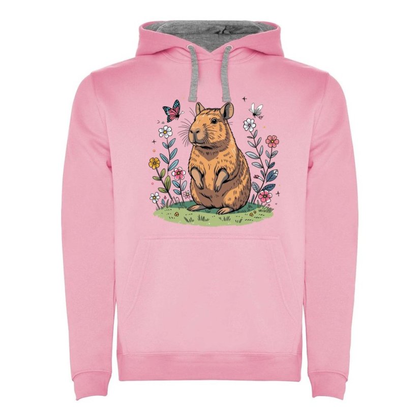 Dětská mikina s kapucí Urban - vzor 020 - růžová / Kapybara