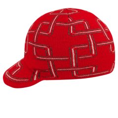 Zimní pletená čepice s kšiltem - AKCE / DOPRODEJ - vzor 215 - červená - vzorovaná