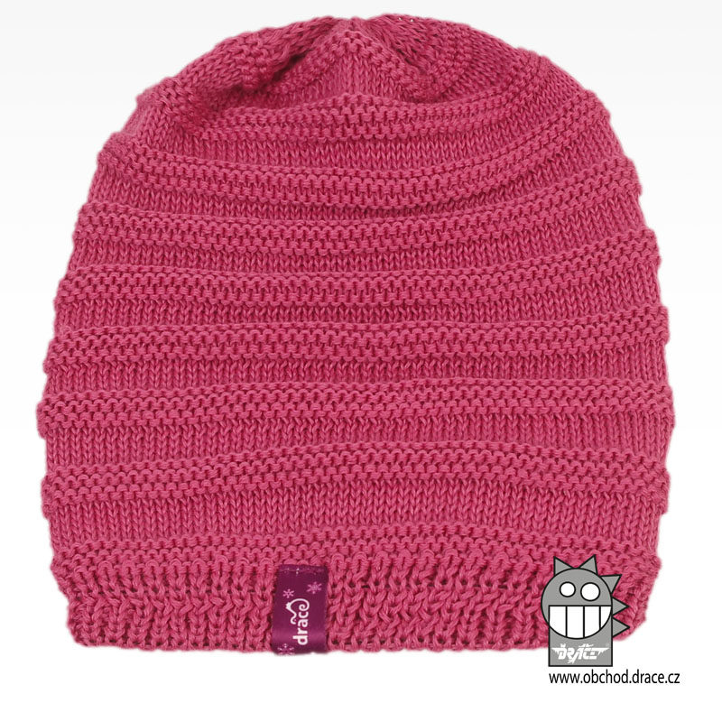 Merino pletená čepice Harmony - vzor 02 - růžová