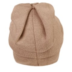 Dámská zimní pletená kašmírová čepice  - vzor 017 - béžová s kamínky