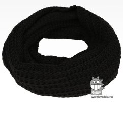 Merino pletená šála chomout Harmony - vzor 01 - černá