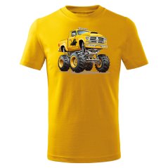 Dětské bavlněné tričko s potiskem - vzor 085 - žlutá / Monster truck