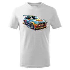 Dětské bavlněné tričko s potiskem - vzor 0190 - bílá / Sportovní auto