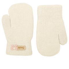 Dětské pletené palcové rukavice 2 - 4 roky - vzor 094 - bílá - mašlička