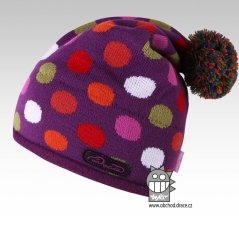 Čepice pletená lentilka - vzor 09 - fialová