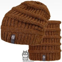 Čepice pletená a nákrčník Etna set - vzor 06 - velbloudí hnědá
