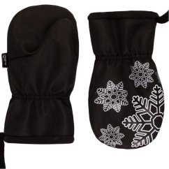 Dětské softshellové rukavice  - vzor 13 - vločky / černá