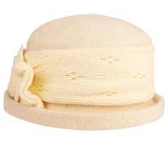Dámský zimní vlněný klobouk - vzor 107 - krémová