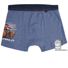 Chlapecké bavlněné boxerky - vzor 044 - modrý proužek - monster truck