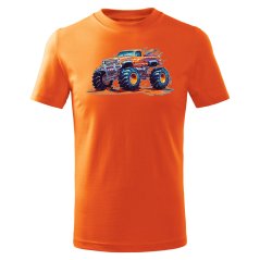 Dětské bavlněné tričko s potiskem - vzor 007 - oranžová / monster truck
