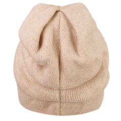 Dámská zimní pletená kašmírová čepice  - vzor 016 - krémová s kamínky