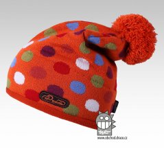 Čepice pletená lentilka - vzor 06 - oranžová