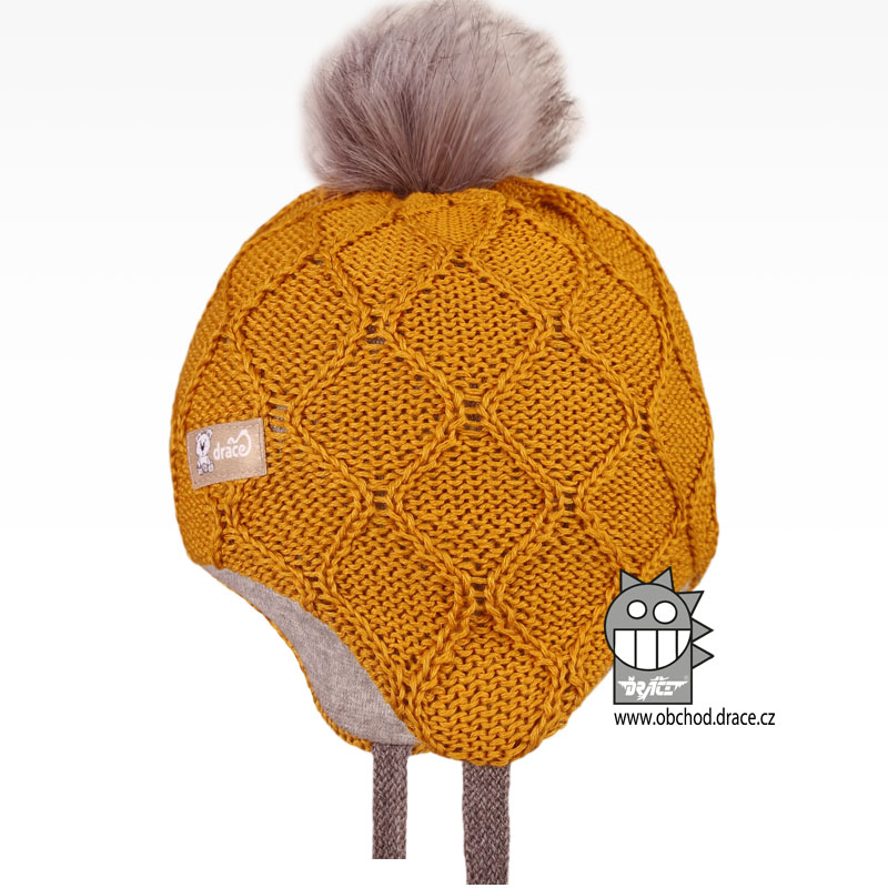 Merino pletená kojenecká laponka Vivo - vzor 05 - hořčicová Merino pletená kojenecká laponka Vivo - vzor 05 - hořčicová