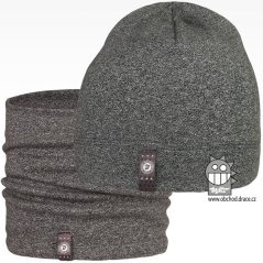 Set bavlněné čepice a nákrčníku Alan - vzor 16 - středně šedá