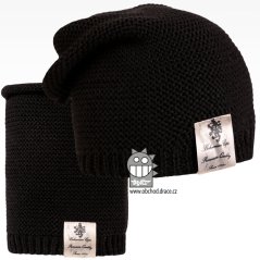 Čepice pletená a nákrčník Colors set - vzor 24 - černá