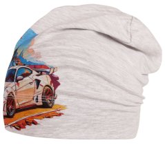 Bavlněná čepice Polo - vzor 107 - světle šedá - sportovní auto