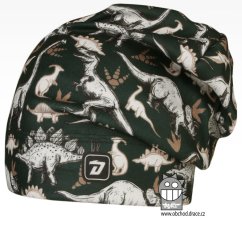 Fleecová čepice Yetti - vzor 23 - tmavě zelená,dino