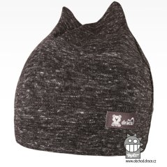 Bavlněná kojenecká čepice Čertík - vzor 10 - antracit / melír