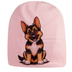 Bavlněná čepice Polo - vzor 116 - světle růžová - Německý ovčák