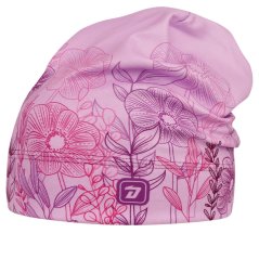 Fleecová čepice Yetti - vzor 50 - fialková - květiny