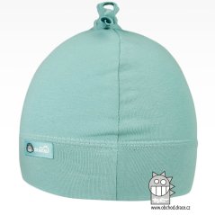 Bavlněná kojenecká čepice Uzlík - vzor 15 - zelenomodrá světlá