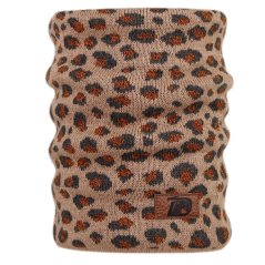 Merino pletený  nákrčník Urban - vzor 27 - béžová / hnědá - leopard