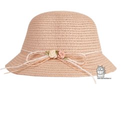 Letní dívčí klobouk/slamák -  Cloche - vzor 007 - starorůžová