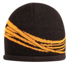 Zimní pletená čepice  - AKCE / DOPRODEJ - vzor 151 - černá - čáry