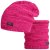 Čepice pletená a nákrčník Colors set - vzor 039 - růžový melír NEON