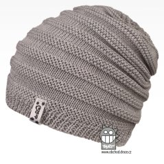 Merino pletená čepice Harmony - vzor 05 - šedá světlá