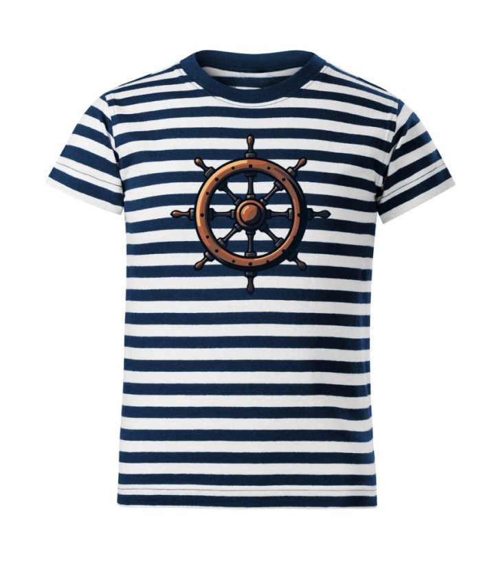 Dětské bavlněné tričko s potiskem - vzor 143 - Sailor / kormidlo Dětské bavlněné tričko s potiskem - vzor 143 - Sailor / kormidlo