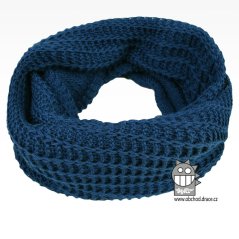 Merino pletená šála chomout Harmony - vzor 04 - námořnická modrá