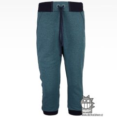 Dětské melírové tepláky Dráče - vzor 05 - modrozelená