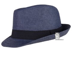 Letní chlapecký klobouk/slamák - Trilby - vzor 010 - tmavě modrá