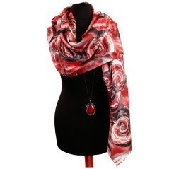 Dámská elegantní šála - vzor 003 - bordó - květiny