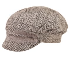 Dámský pletený baret s kšiltem - vzor 18 - šedá - cik cak