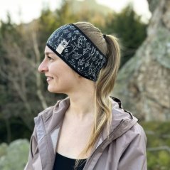 Sportovní funkční dvouvrstvá čelenka Walk - vzor 39 - černá - motýlí louka
