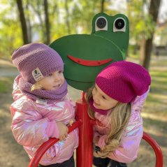 Čepice pletená a nákrčník Colors set - vzor 043 - fialkovošedá