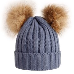 Dámská zimní pletená čepice  - vzor 057 - šedomodrá