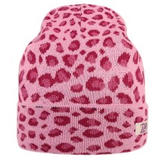 Merino pletená čepice Urban - vzor 22 - fialková / růžová - leopard