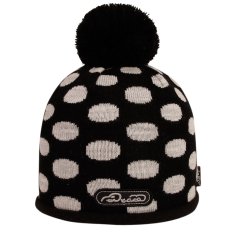 Zimní pletená čepice  - AKCE / DOPRODEJ - vzor 247 - černá - puntík