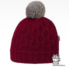 Merino pletená čepice Vanto - vzor 10 - bordó