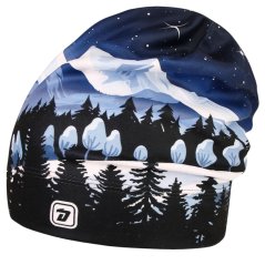 Fleecová čepice Yetti - vzor 62 - modrá - hory