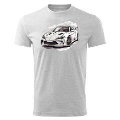 Dětské bavlněné tričko s potiskem - vzor 050 - světle šedý melír / Bílý závoďák