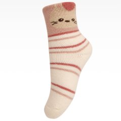 Dětské vlněné ponožky - vzor 010 - krémová - kočička