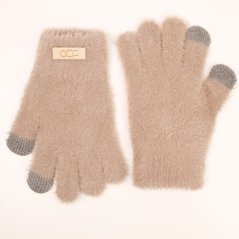 Dámské pletené prstové rukavice - vzor 026 - šedohnědá