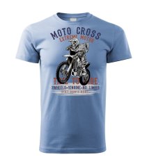 Bavlněné unisex tričko s potiskem - vzor 0001 - azurově modrá/ Motocross