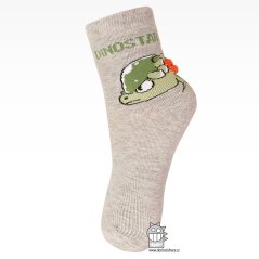 Dětské bavlněné ponožky - Aura.via - vzor 087 - světle šedá melír - dinosauři